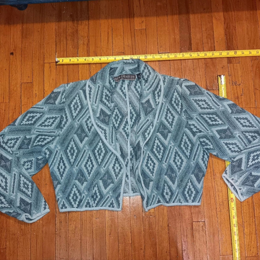 New Indenity Women's Geometric Blue Cardigan